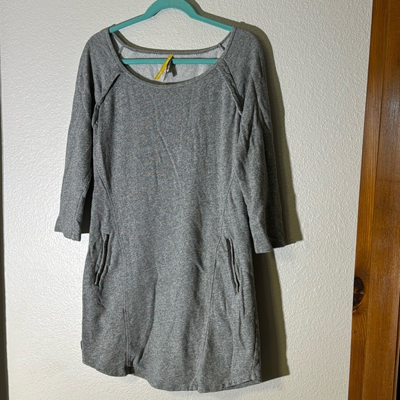 Lole Calm French Terry Sweatshirt Dress S Gray Wide Crewneck Organic Cotton - Picture 1 of 8